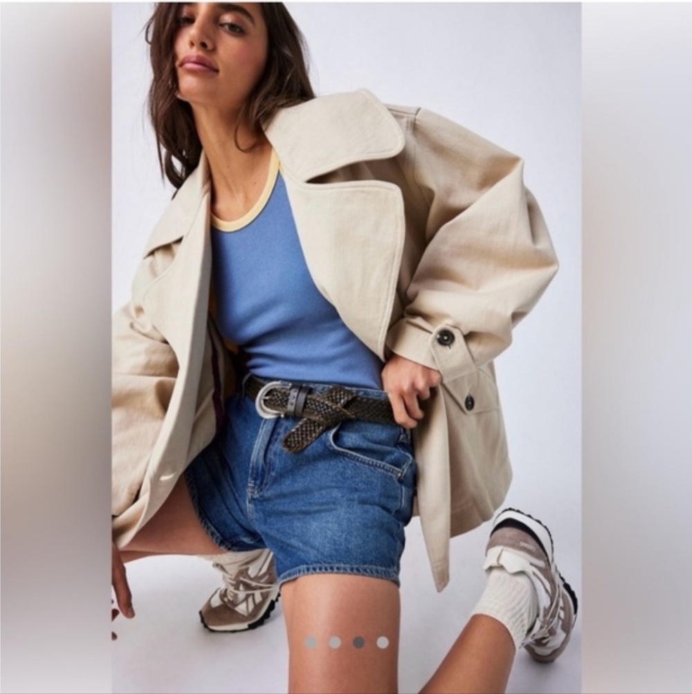 Free People Beige Oversized Trench Jacket